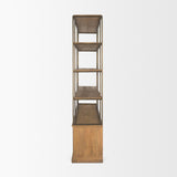 Baron Light Brown/Gunmetal 4-Door Wood Open Shelving Unit - Ornate Home