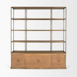 Baron Light Brown/Gunmetal 4-Door Wood Open Shelving Unit - Ornate Home