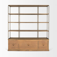 Baron Light Brown/Gunmetal 4-Door Wood Open Shelving Unit - Ornate Home