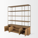 Baron Light Brown/Gunmetal 4-Door Wood Open Shelving Unit - Ornate Home