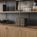 Baron Light Brown/Gunmetal 4-Door Wood Open Shelving Unit - Ornate Home
