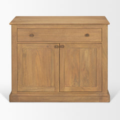 Baron Light Brown/Gunmetal Solid Wood 2-Door Accent Cabinet - Ornate Home