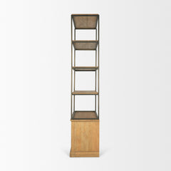 Baron Light Brown/Gunmetal Wood 2-Door Open Shelving Unit