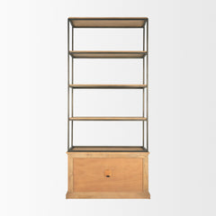 Baron Light Brown/Gunmetal Wood 2-Door Open Shelving Unit