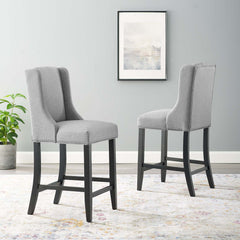 Baron Light Gray Upholstered Fabric Counter Stool (Set of 2) - Ornate Home