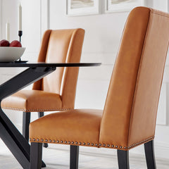 Baron Tan Vegan Leather Dining Chair - Ornate Home