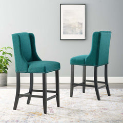Baron Teal Upholstered Fabric Counter Stool (Set of 2) - Ornate Home