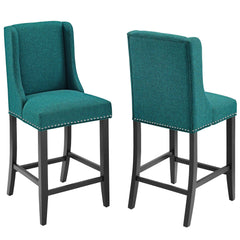 Baron Teal Upholstered Fabric Counter Stool (Set of 2) - Ornate Home