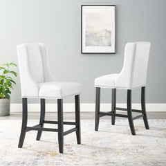 Baron White Faux Leather Counter Stool (Set of 2) - Ornate Home