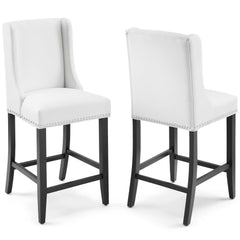 Baron White Faux Leather Counter Stool (Set of 2) - Ornate Home
