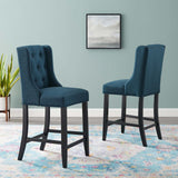 Baronet Azure Upholstered Fabric Counter Bar Stool (Set of 2) - Ornate Home