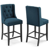 Baronet Azure Upholstered Fabric Counter Bar Stool (Set of 2) - Ornate Home