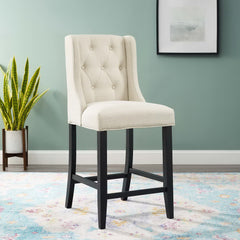 Baronet Beige Tufted Button Upholstered Fabric Counter Stool - Ornate Home