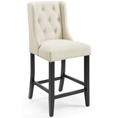 Baronet Beige Tufted Button Upholstered Fabric Counter Stool - Ornate Home