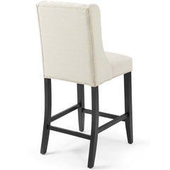Baronet Beige Tufted Button Upholstered Fabric Counter Stool - Ornate Home