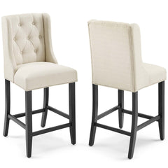 Baronet Beige Upholstered Fabric Counter Bar Stool (Set of 2) - Ornate Home