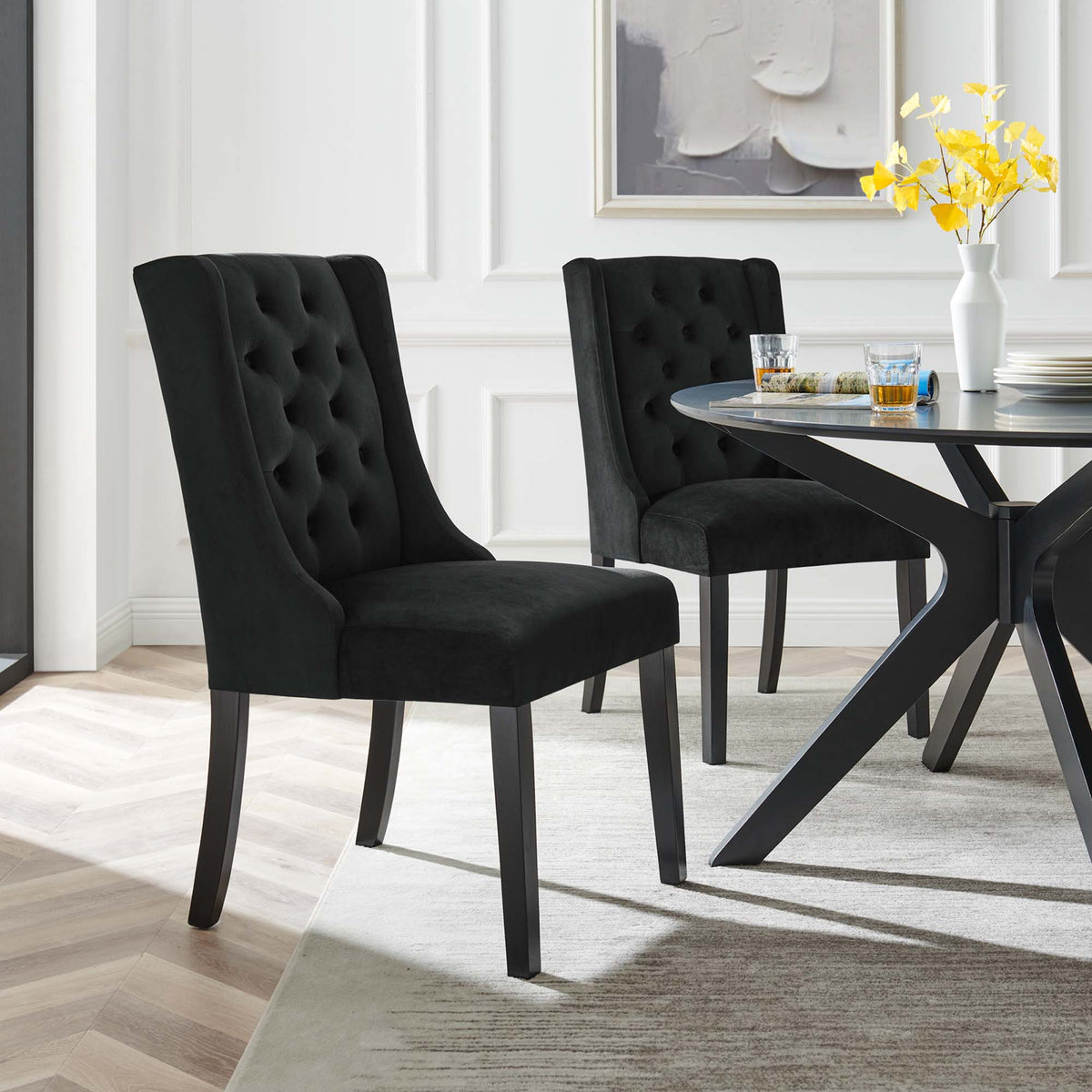 Baronet Black Performance Velvet Dining Chairs (Set of 2) - Ornate Home