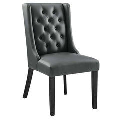 Baronet Gray Button Tufted Vegan Leather Dining Chair - Ornate Home