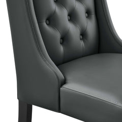 Baronet Gray Button Tufted Vegan Leather Dining Chair - Ornate Home