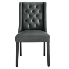 Baronet Gray Button Tufted Vegan Leather Dining Chair - Ornate Home