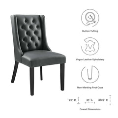 Baronet Gray Button Tufted Vegan Leather Dining Chair - Ornate Home