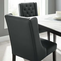 Baronet Gray Button Tufted Vegan Leather Dining Chair - Ornate Home