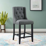 Baronet Gray Tufted Button Upholstered Fabric Counter Stool - Ornate Home