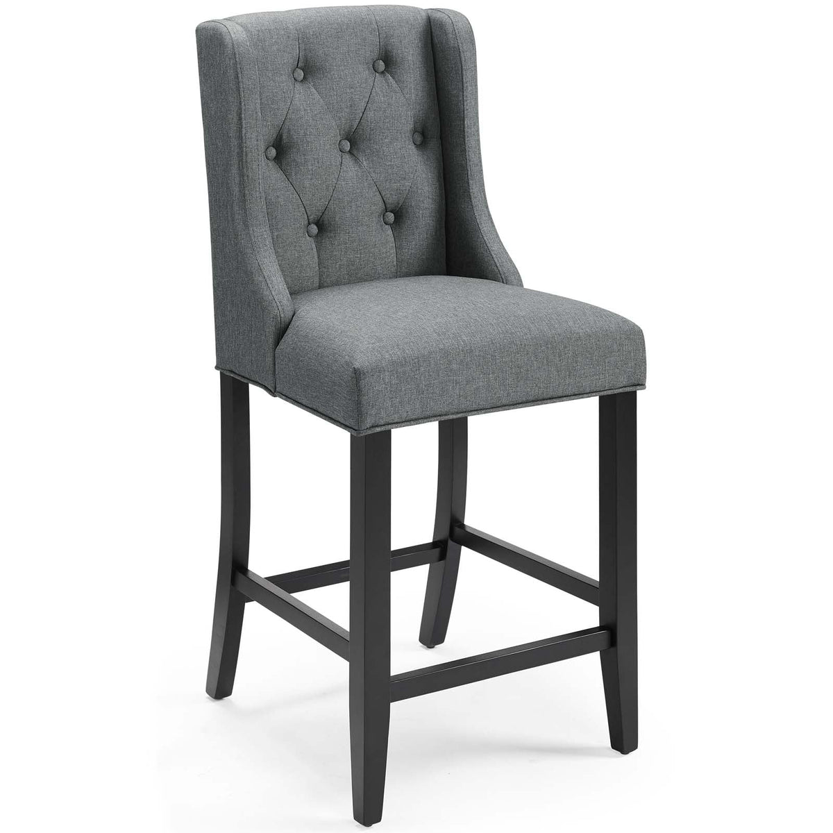 Baronet Gray Tufted Button Upholstered Fabric Counter Stool - Ornate Home