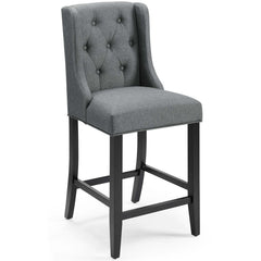 Baronet Gray Tufted Button Upholstered Fabric Counter Stool - Ornate Home