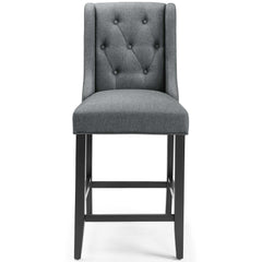 Baronet Gray Tufted Button Upholstered Fabric Counter Stool - Ornate Home