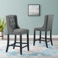 Baronet Gray Upholstered Fabric Counter Bar Stool (Set of 2) - Ornate Home