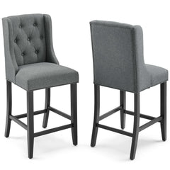 Baronet Gray Upholstered Fabric Counter Bar Stool (Set of 2) - Ornate Home
