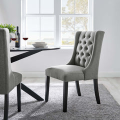 Baronet Light Gray Button Tufted Fabric Dining Chair - Ornate Home