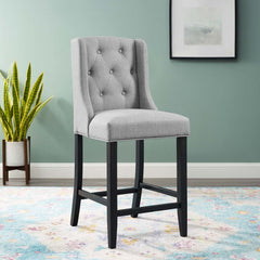 Baronet Light Gray Tufted Button Upholstered Fabric Counter Stool - Ornate Home