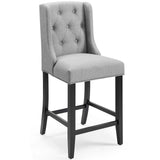Baronet Light Gray Tufted Button Upholstered Fabric Counter Stool - Ornate Home