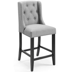 Baronet Light Gray Tufted Button Upholstered Fabric Counter Stool - Ornate Home