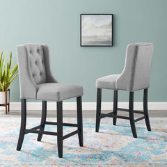 Baronet Light Gray Upholstered Fabric Counter Bar Stool (Set of 2) - Ornate Home
