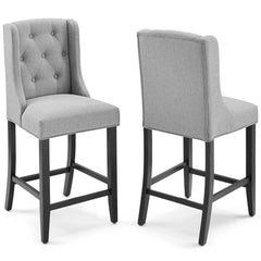 Baronet Light Gray Upholstered Fabric Counter Bar Stool (Set of 2) - Ornate Home