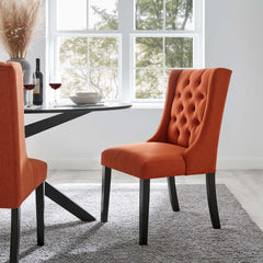 Baronet Orange Button Tufted Fabric Dining Chair - Ornate Home