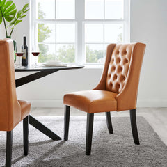 Baronet Tan Button Tufted Vegan Leather Dining Chair - Ornate Home