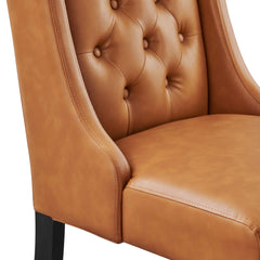 Baronet Tan Button Tufted Vegan Leather Dining Chair - Ornate Home