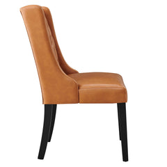 Baronet Tan Button Tufted Vegan Leather Dining Chair - Ornate Home