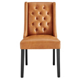 Baronet Tan Button Tufted Vegan Leather Dining Chair - Ornate Home