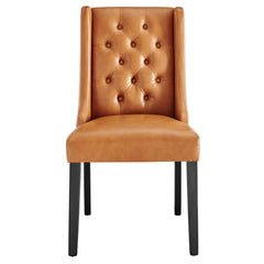 Baronet Tan Button Tufted Vegan Leather Dining Chair - Ornate Home