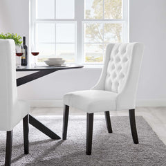 Baronet White Button Tufted Fabric Dining Chair - Ornate Home
