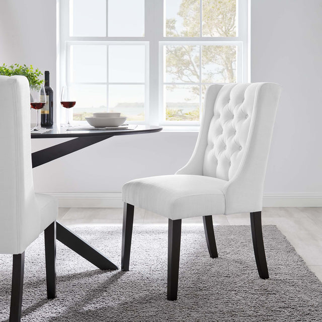 Baronet White Button Tufted Fabric Dining Chair - Ornate Home