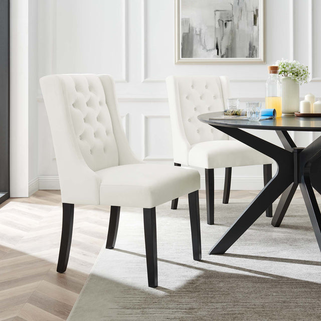 Baronet White Performance Velvet Dining Chairs (Set of 2) - Ornate Home