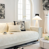 Baroque Floral Quilted Cotton Sofa Cover, Non-Slip Washable Couch Protector - Ornate Home