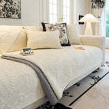Baroque Floral Quilted Cotton Sofa Cover, Non-Slip Washable Couch Protector - Ornate Home