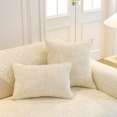Baroque Floral Quilted Cotton Sofa Cover, Non-Slip Washable Couch Protector - Ornate Home